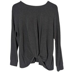 A‎ NEW DAY Heavyweight Knit Faux Tie Front Long Sleeve Top Gray Womens XXL